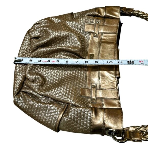 Miche Rebekah Purse Handbag Gold Woven Magnetic Closure Side Pockets NWOT - Picture 13 of 13